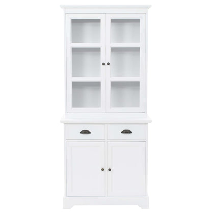 Credenza Con Alzata 4 Ante In Mdf E Legno Di Pino 80X40X180 Cm