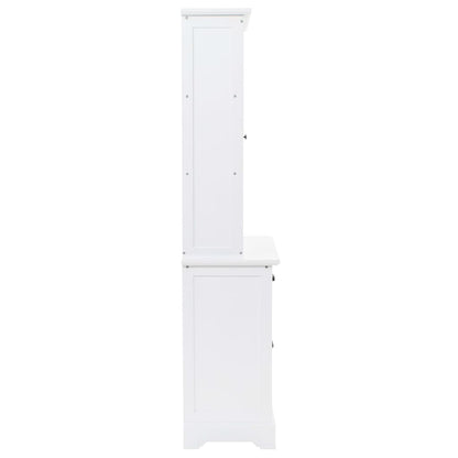 Credenza Con Alzata 4 Ante In Mdf E Legno Di Pino 80X40X180 Cm