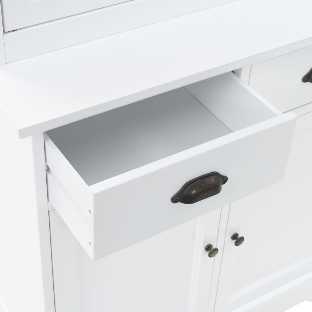 Credenza Con Alzata 4 Ante In Mdf E Legno Di Pino 80X40X180 Cm