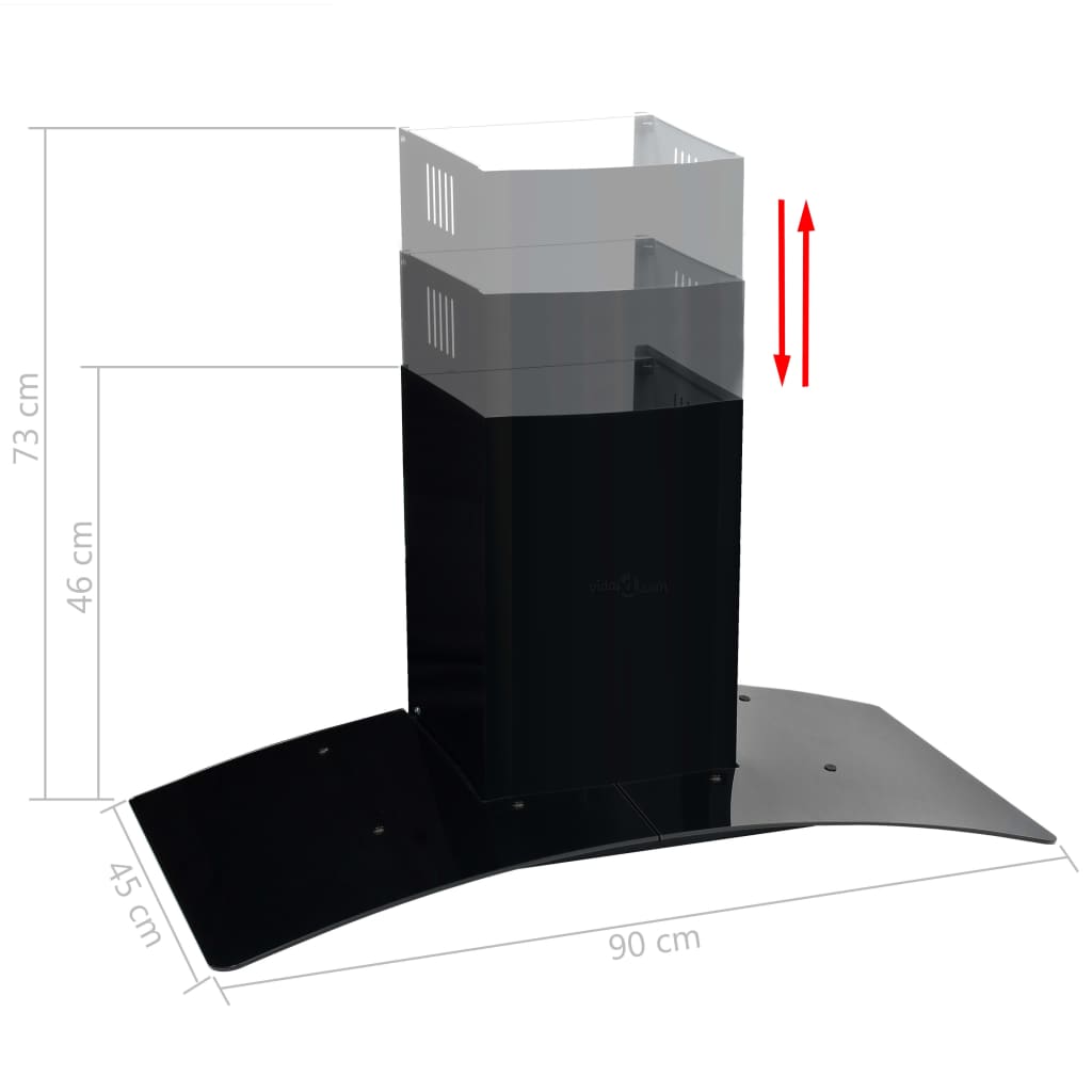 Cappa Aspirante A Muro Acciaio Inox 756 M³/H 90 Cm Nera
