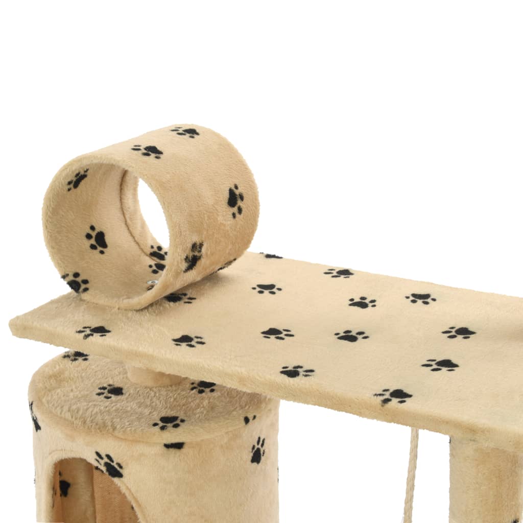 Albero Per Gatti E Tiragraffi Sisal 140 Cm Zampe Stampate Beige
