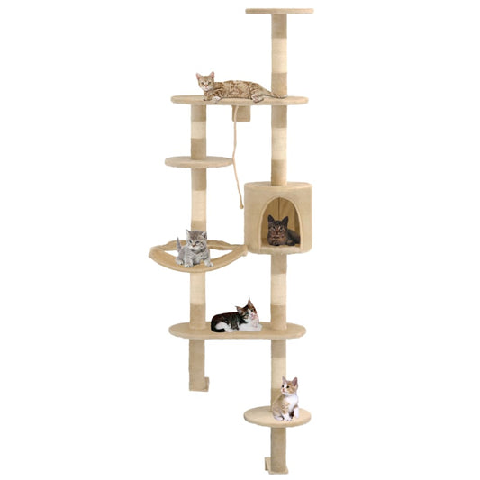 Albero Per Gatti Con Tiragraffi In Sisal Da Parete 194 Cm