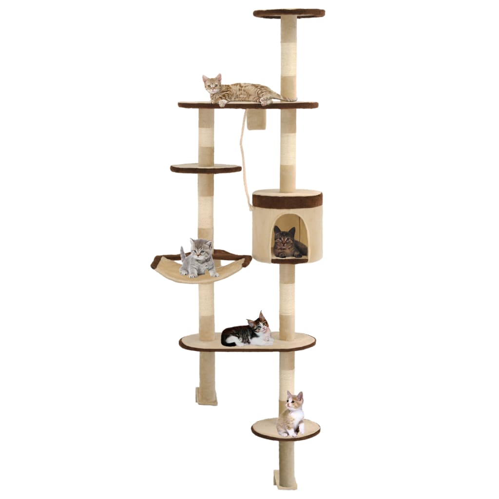 Albero Per Gatti Con Tiragraffi In Sisal Da Parete 194 Cm