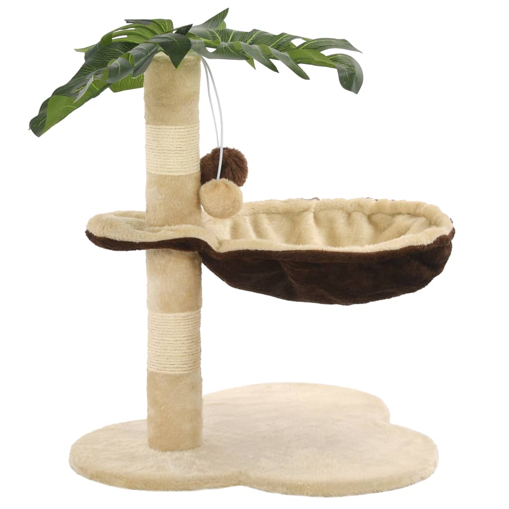 Albero Per Gatti Con Tiragraffi In Sisal 50Cm Beige E Marrone Verde Chiaro
