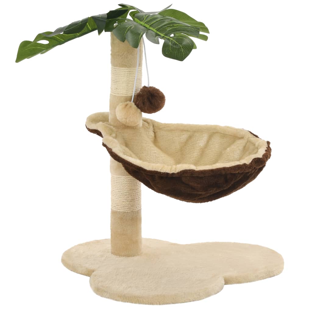 Albero Per Gatti Con Tiragraffi In Sisal 50Cm Beige E Marrone Verde Chiaro