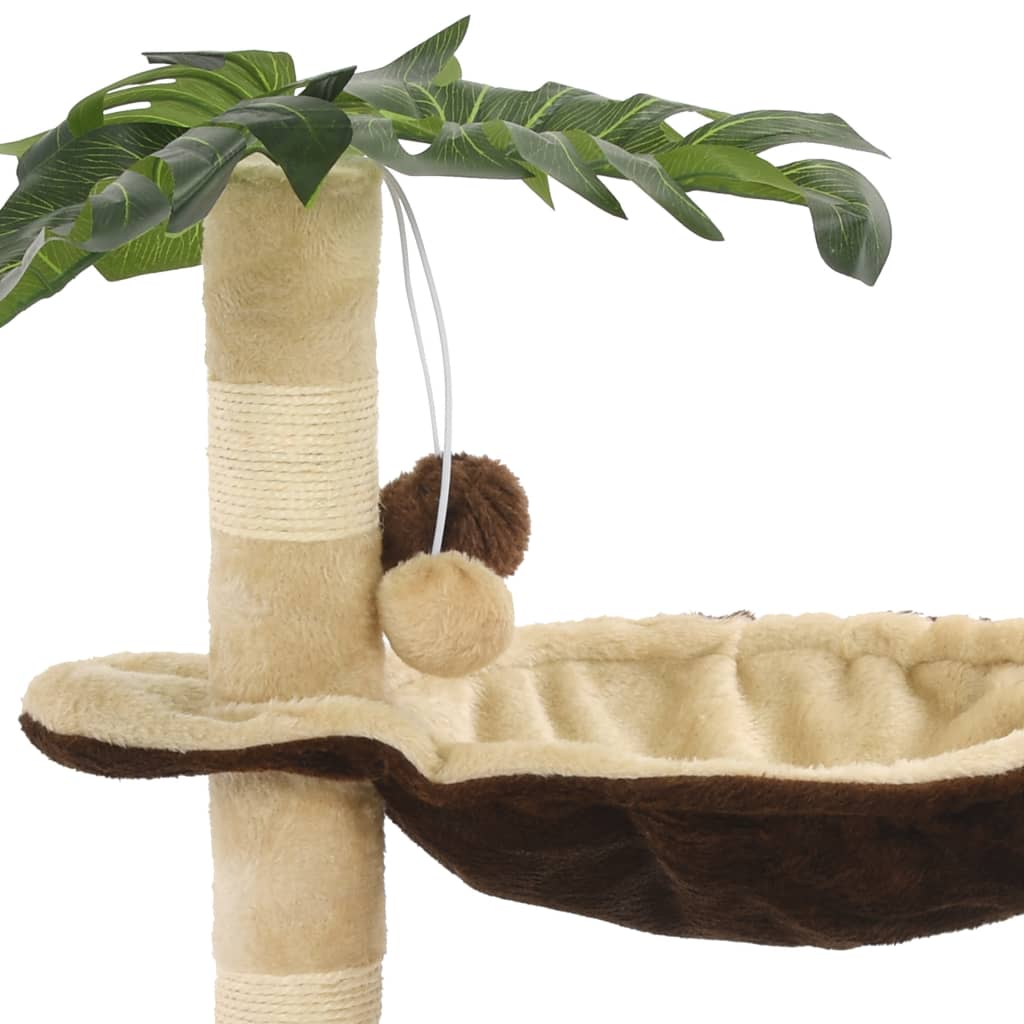 Albero Per Gatti Con Tiragraffi In Sisal 50Cm Beige E Marrone Verde Chiaro