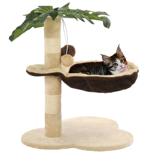 Albero Per Gatti Con Tiragraffi In Sisal 50Cm Beige E Marrone Verde Chiaro