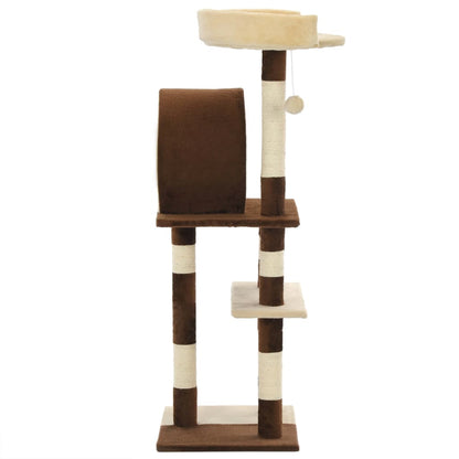 Albero Per Gatti Con Tiragraffi In Sisal 127 Cm Beige E Marrone
