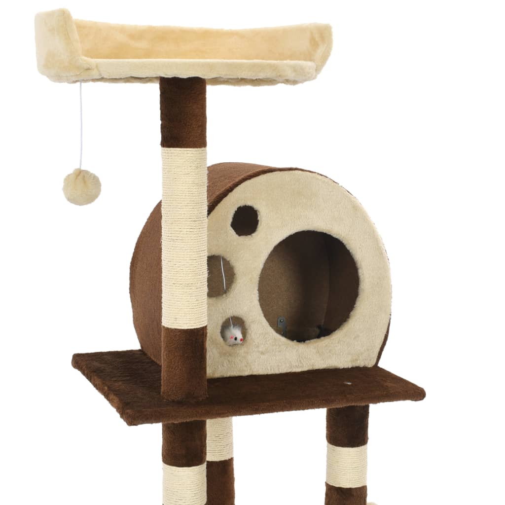Albero Per Gatti Con Tiragraffi In Sisal 127 Cm Beige E Marrone