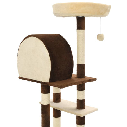 Albero Per Gatti Con Tiragraffi In Sisal 127 Cm Beige E Marrone