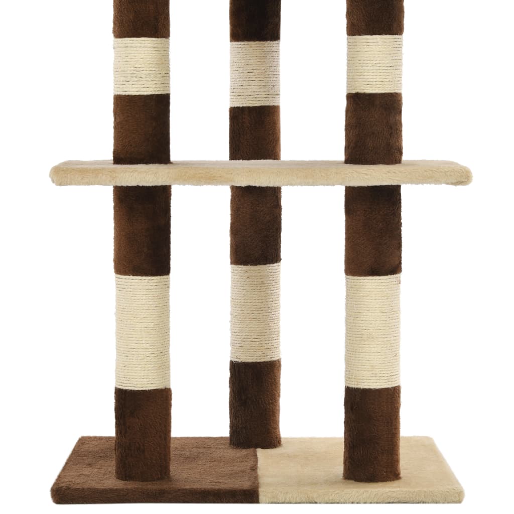 Albero Per Gatti Con Tiragraffi In Sisal 127 Cm Beige E Marrone
