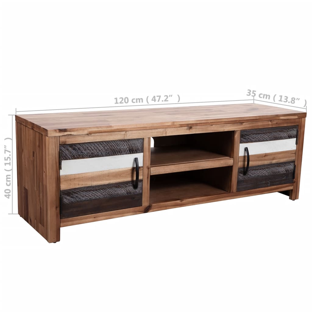 Mobile Porta Tv In Legno Massello Di Acacia 120X35X40 Cm