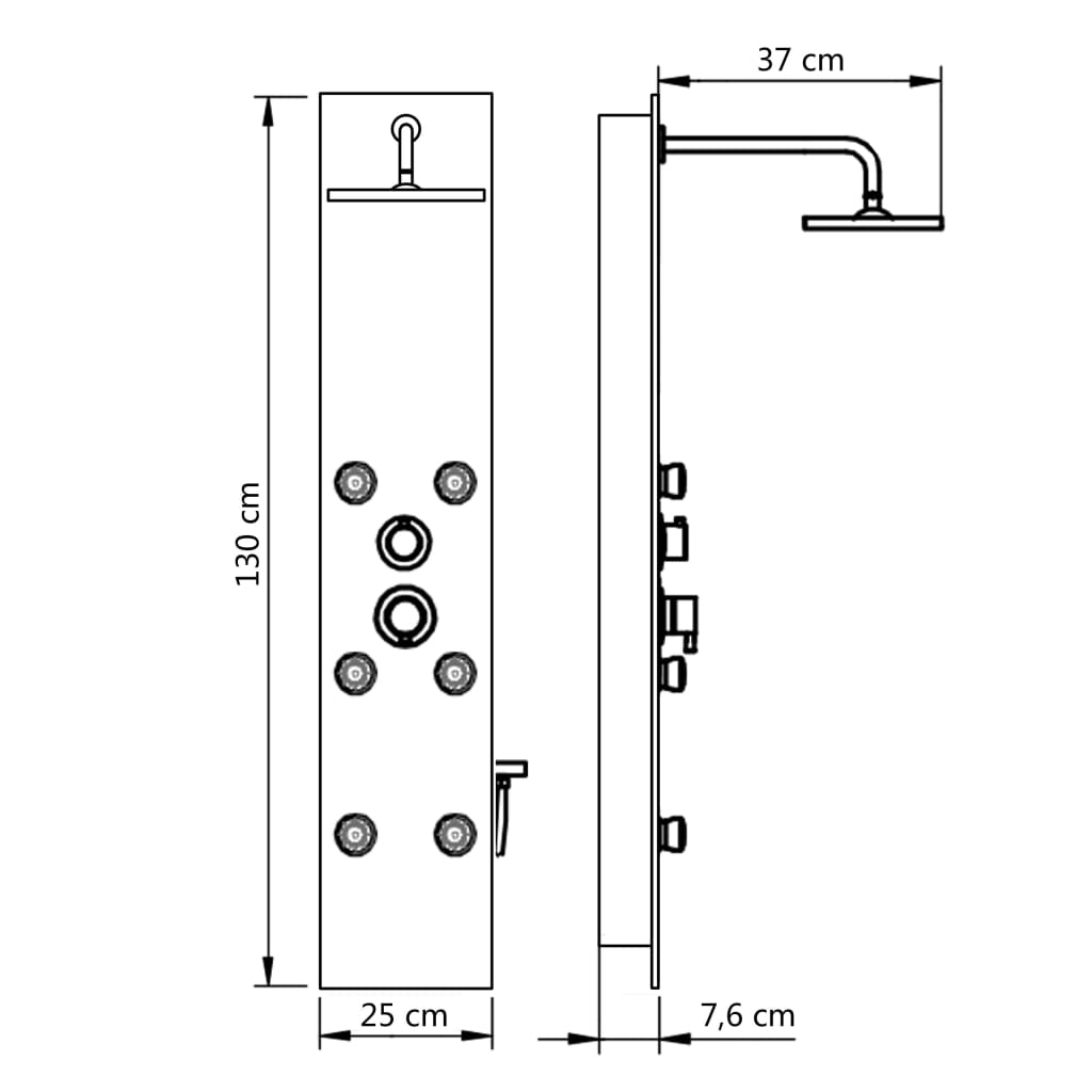 Pannello Doccia In Vetro 25X44,6X130 Cm