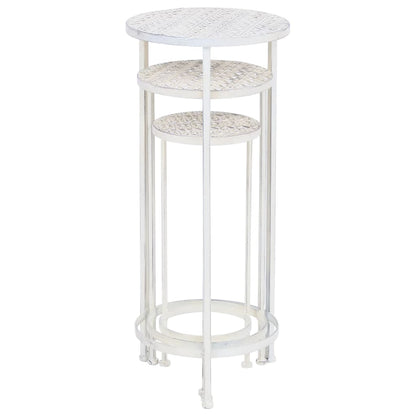 Set Piedistalli Per Piante 3 Pz Vintage Effetto Bianco Anticato Rovere Fumo