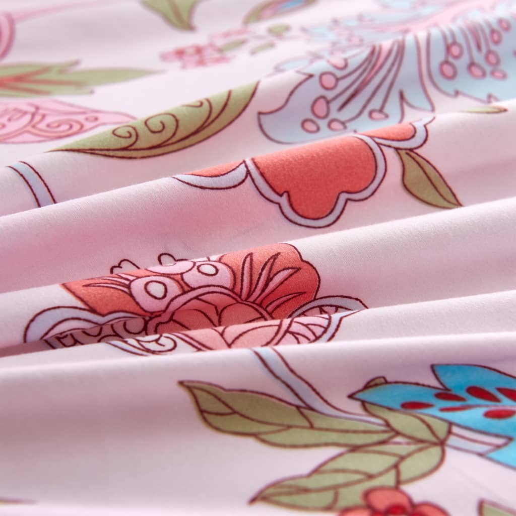 Set Copripiumino Floreale/Rosa Rigato 200X220/80X80 Cm Blu Reale