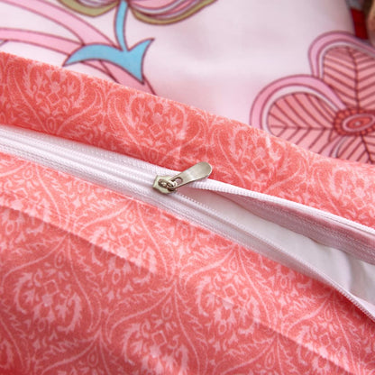 Set Copripiumino Floreale/Rosa Rigato 200X220/80X80 Cm Blu Reale