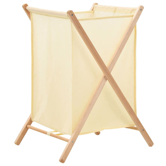 Portabiancheria In Legno Di Cedro E Tessuto Beige 42X41X64 Cm