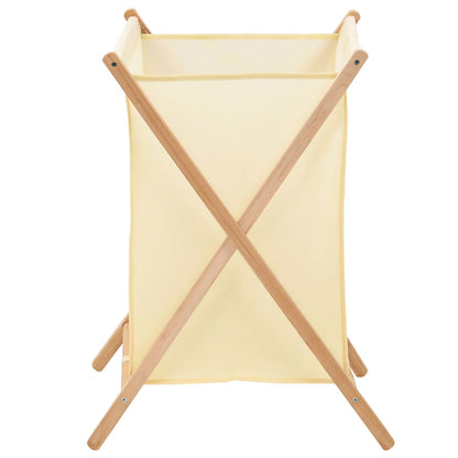 Portabiancheria In Legno Di Cedro E Tessuto Beige 42X41X64 Cm