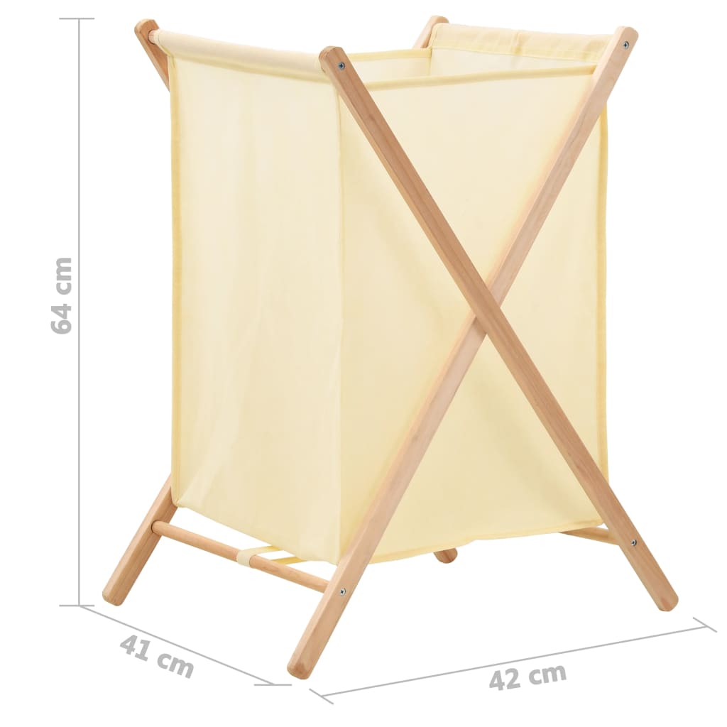 Portabiancheria In Legno Di Cedro E Tessuto Beige 42X41X64 Cm