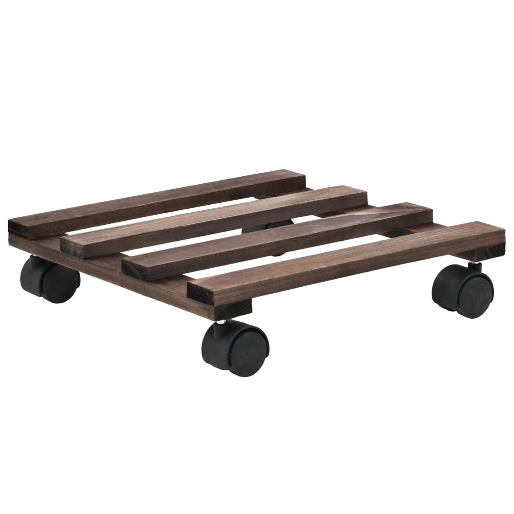 Pedane Con Ruote Per Piante 4 Pz In Legno Di Cedro 25X25 Cm Naturale