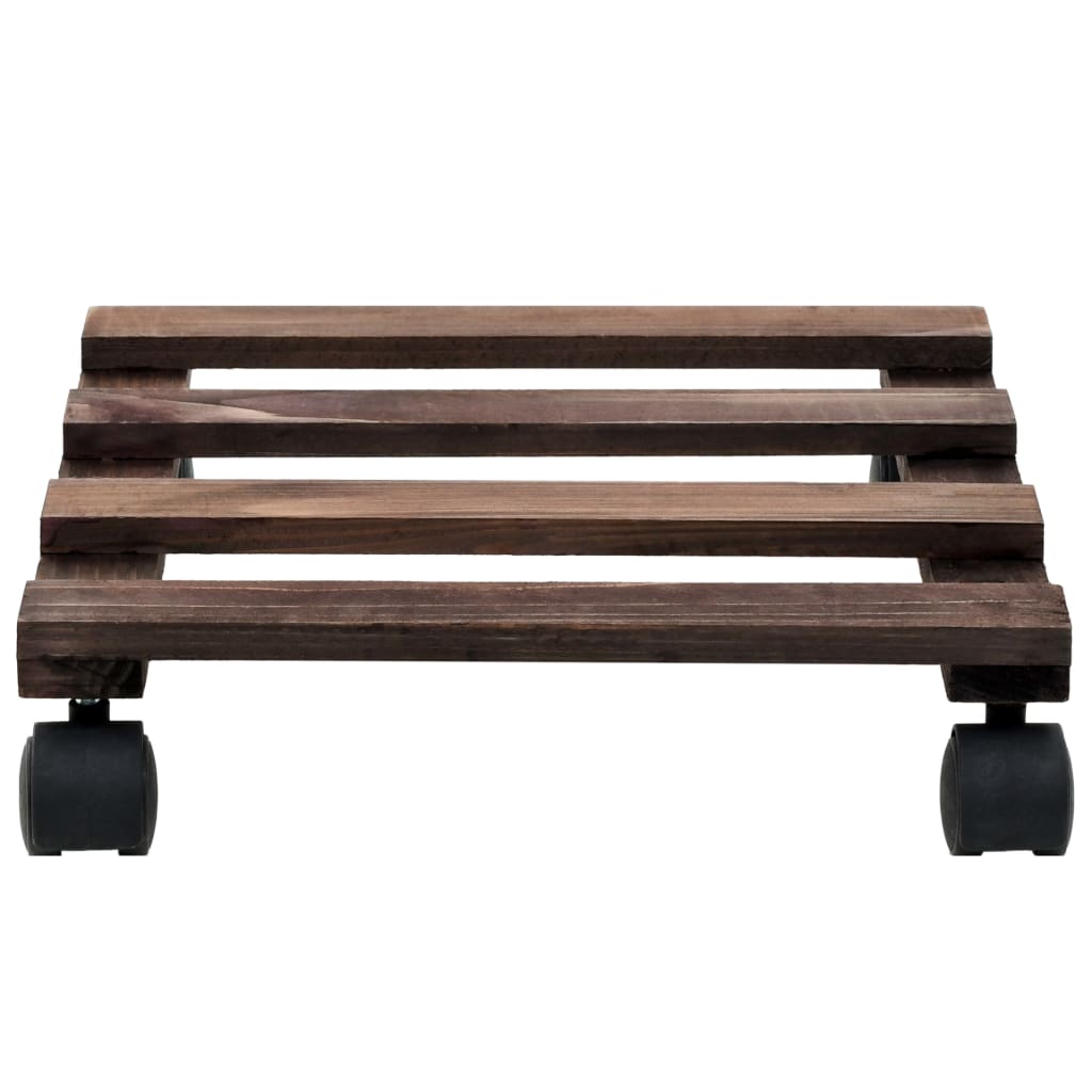 Pedane Con Ruote Per Piante 4 Pz In Legno Di Cedro 25X25 Cm Naturale