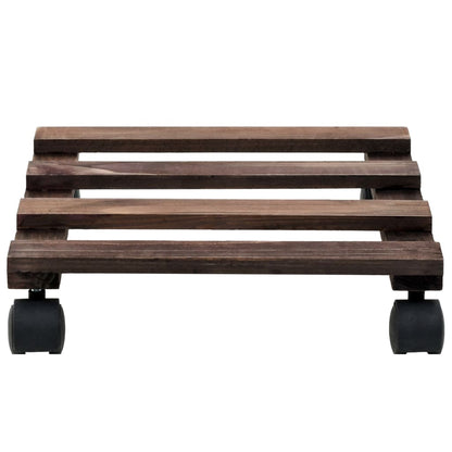 Pedane Con Ruote Per Piante 4 Pz In Legno Di Cedro 25X25 Cm Naturale