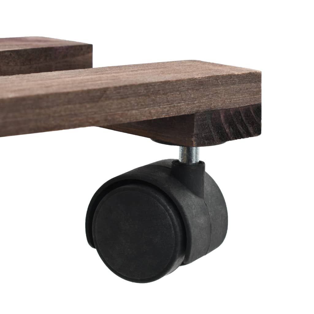 Pedane Con Ruote Per Piante 4 Pz In Legno Di Cedro 25X25 Cm Naturale