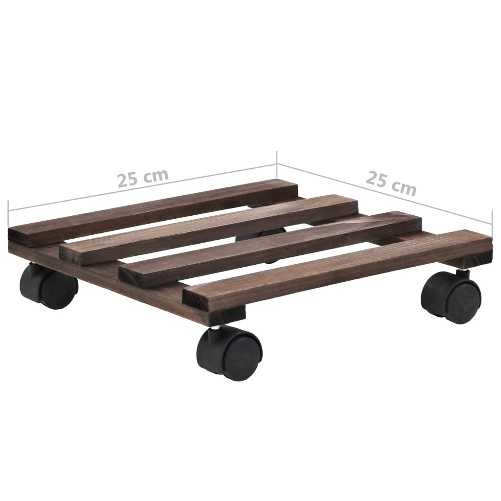 Pedane Con Ruote Per Piante 4 Pz In Legno Di Cedro 25X25 Cm Naturale