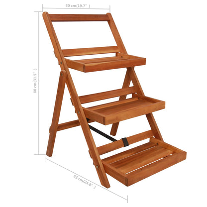 Piedistallo Per Piante A 3 Livelli 50X63X80Cm Massello D'acacia