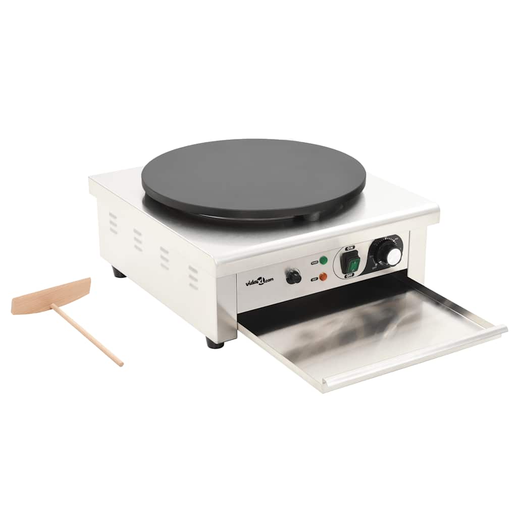 Piastra Elettrica Per Crepes Con Vassoio Estraibile 40 Cm 3000 W Nero