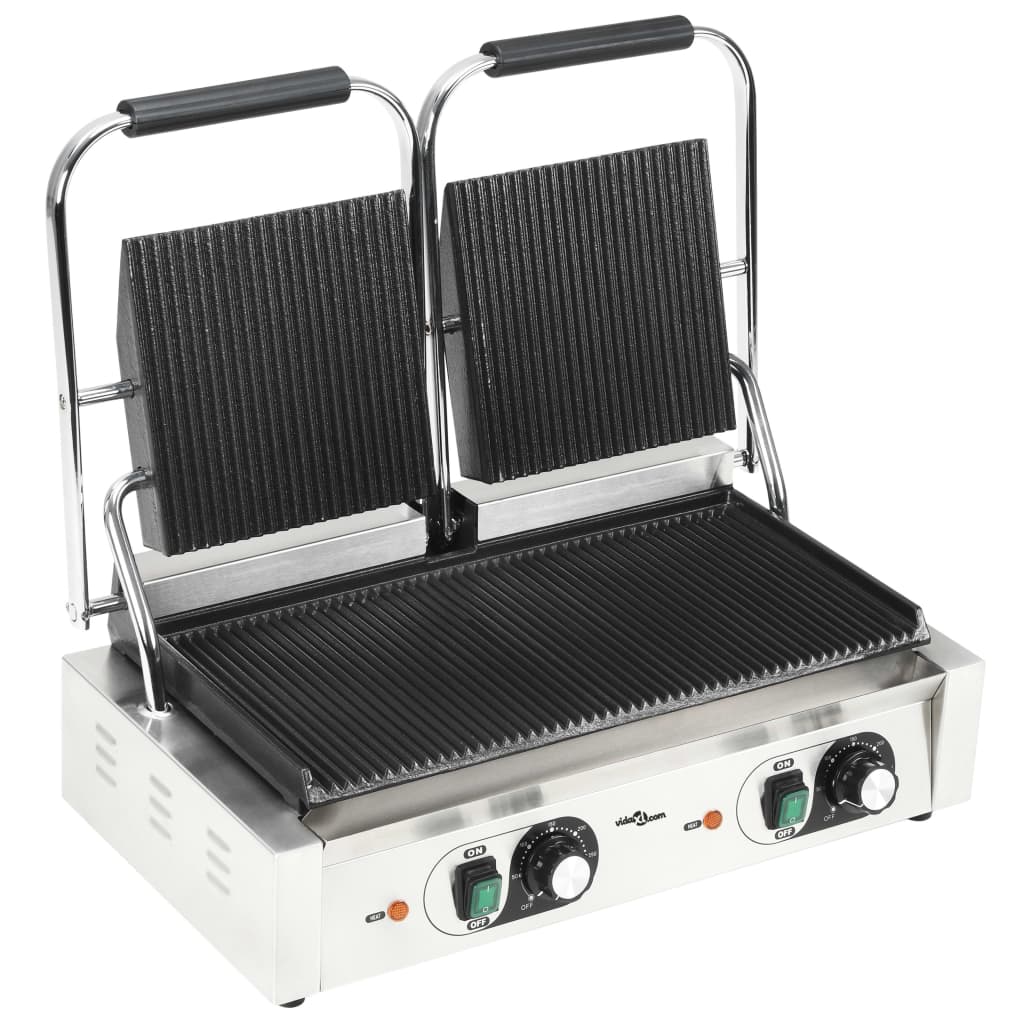 Doppia Griglia Per Panini Scanalata 3600 W 57X30,5X20 Cm