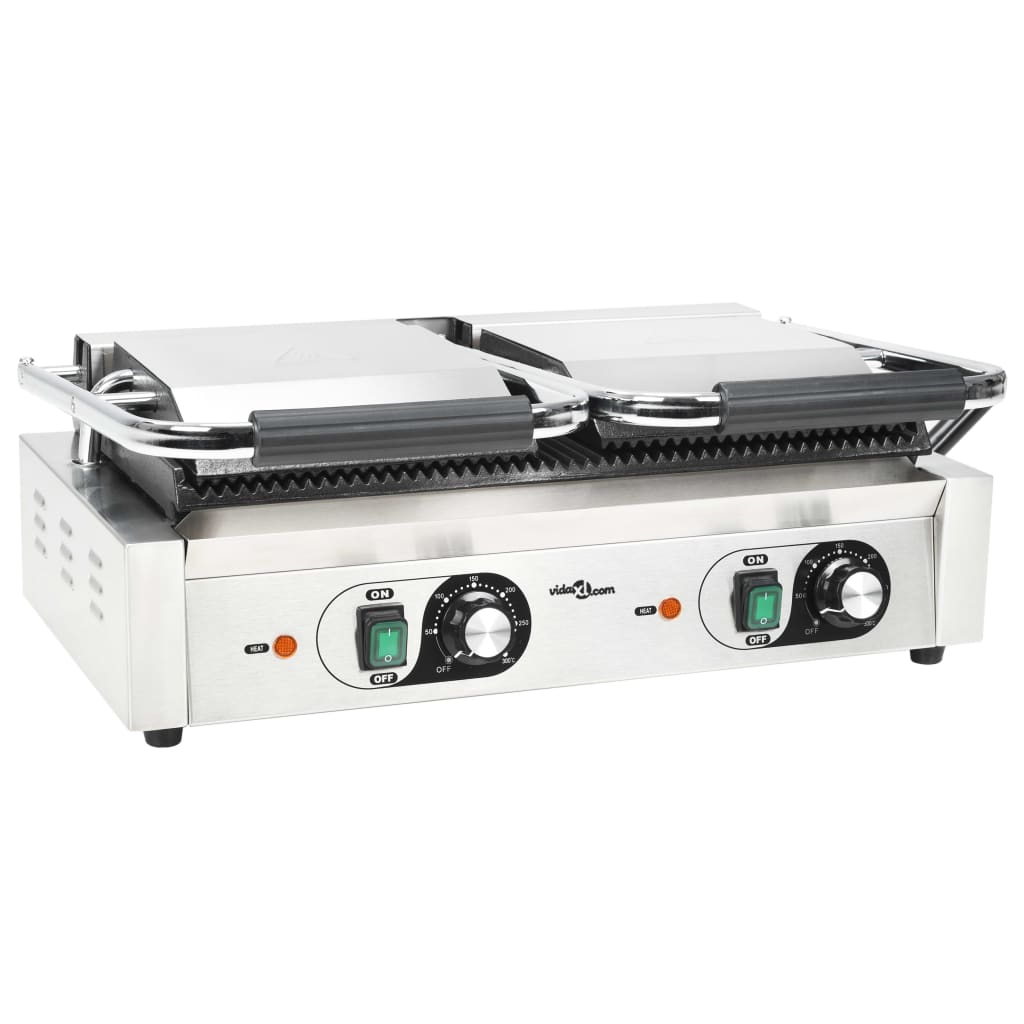 Doppia Griglia Per Panini Scanalata 3600 W 57X30,5X20 Cm