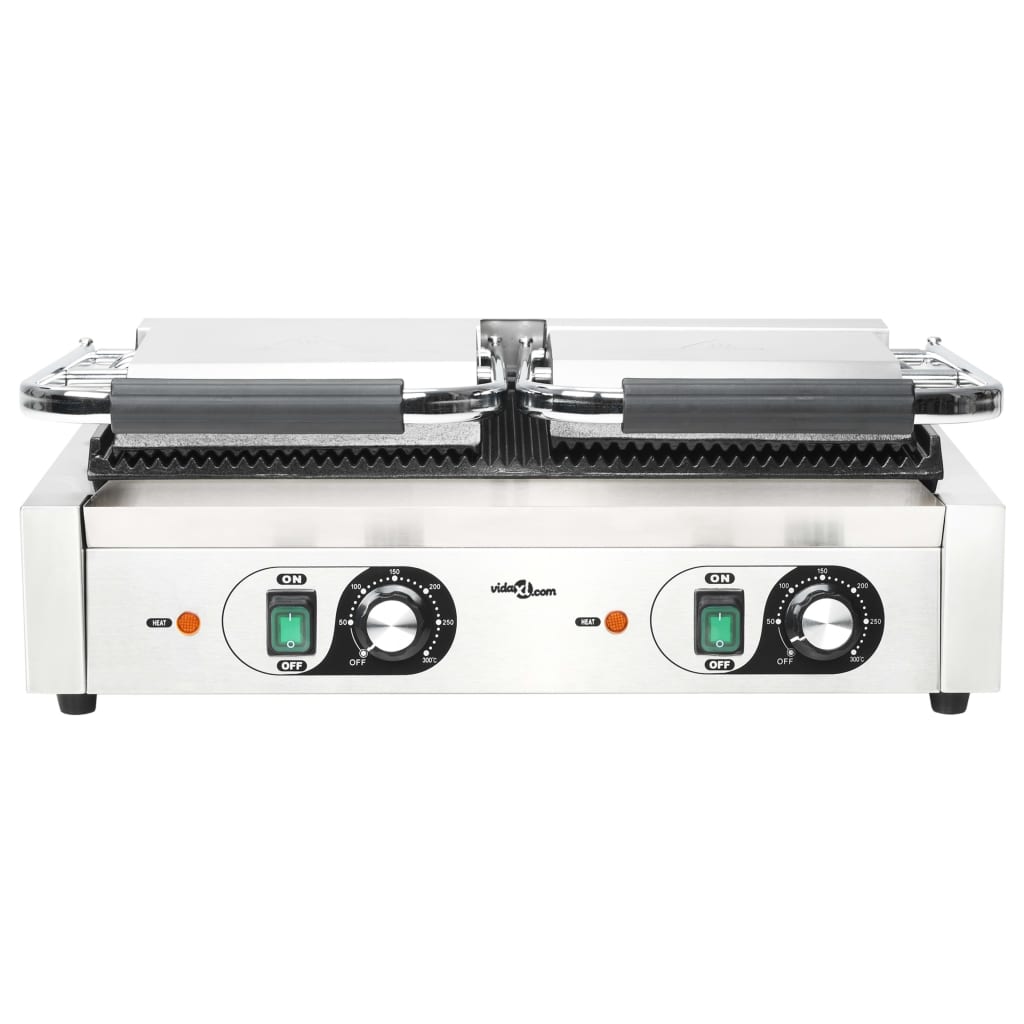 Doppia Griglia Per Panini Scanalata 3600 W 57X30,5X20 Cm