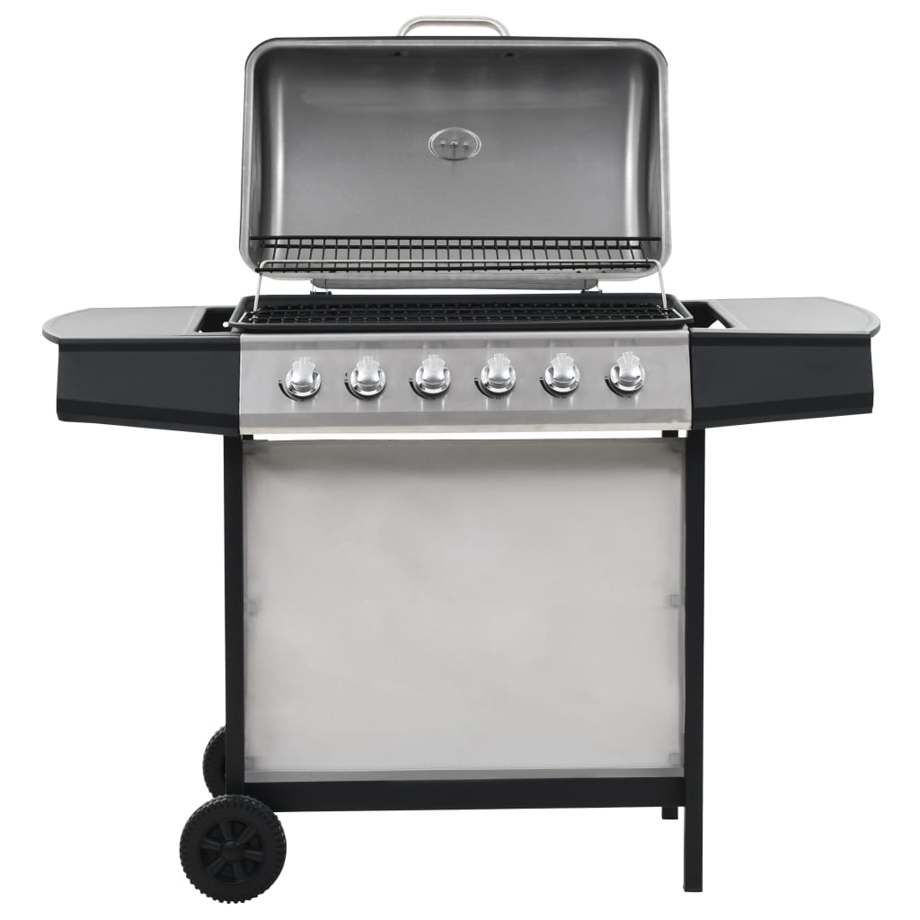Barbecue Griglia A Gas 6 Fornelli Acciaio Inossidabile Argento