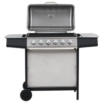 Barbecue Griglia A Gas 6 Fornelli Acciaio Inossidabile Argento