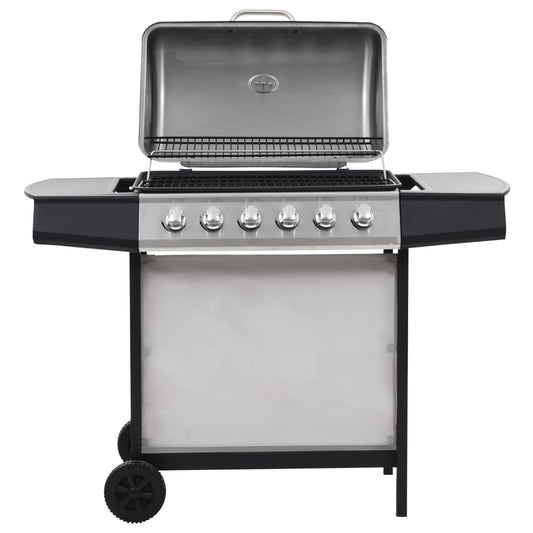Barbecue Griglia A Gas 6 Fornelli Acciaio Inossidabile Argento