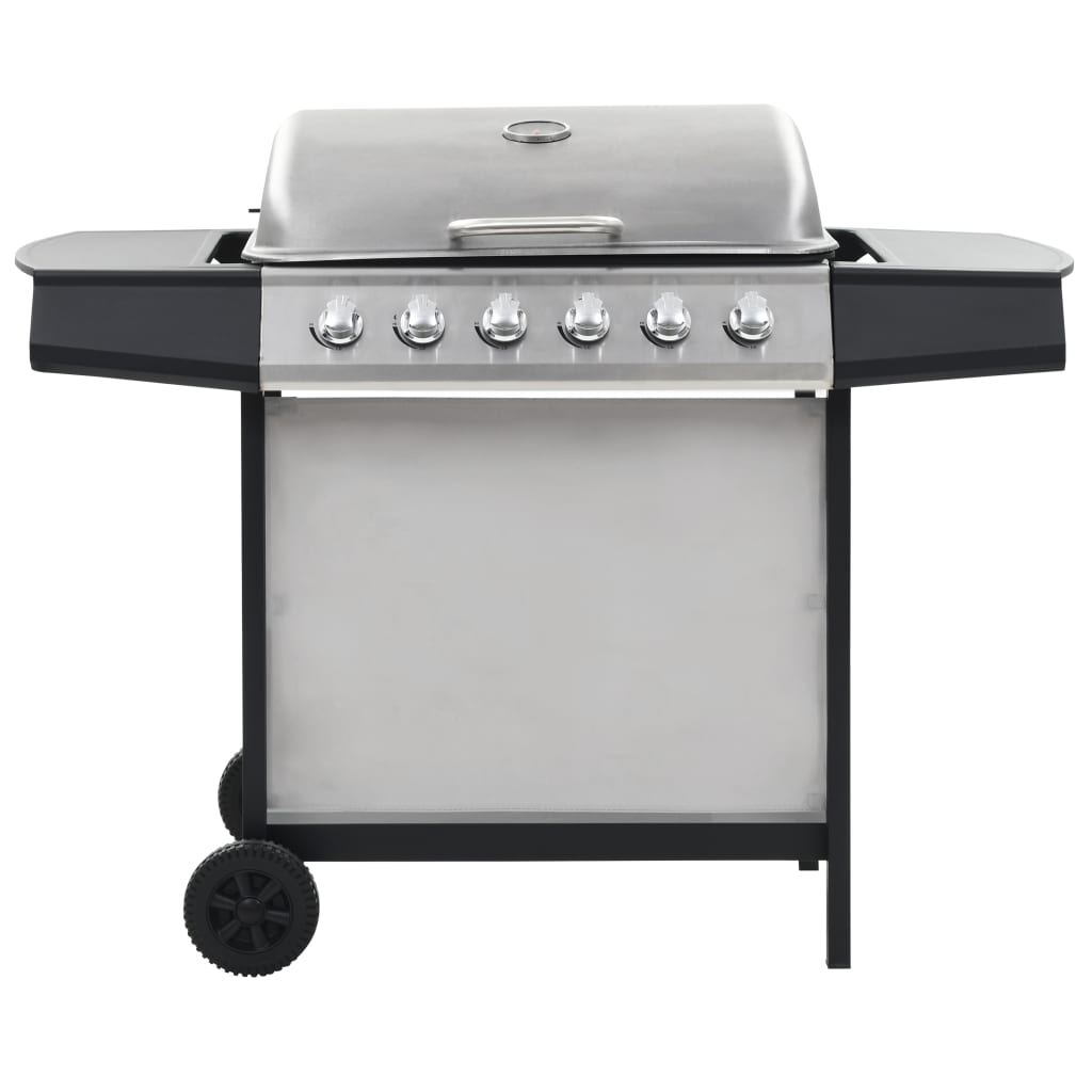Barbecue Griglia A Gas 6 Fornelli Acciaio Inossidabile Argento