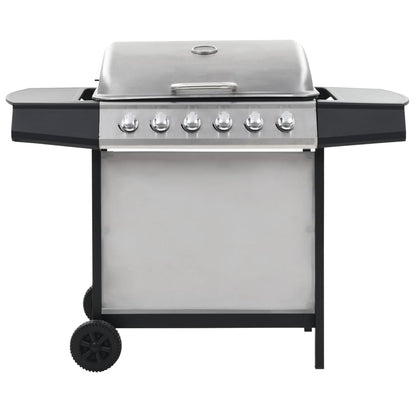 Barbecue Griglia A Gas 6 Fornelli Acciaio Inossidabile Argento