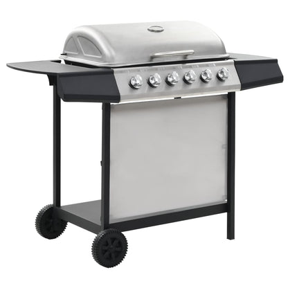 Barbecue Griglia A Gas 6 Fornelli Acciaio Inossidabile Argento