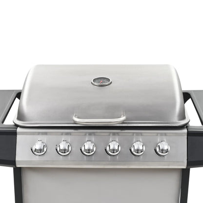 Barbecue Griglia A Gas 6 Fornelli Acciaio Inossidabile Argento