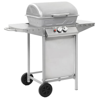 Barbecue A Gas Con Griglia 2 Fornelli Argento Acciaio Inox
