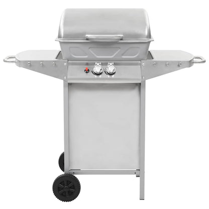 Barbecue A Gas Con Griglia 2 Fornelli Argento Acciaio Inox