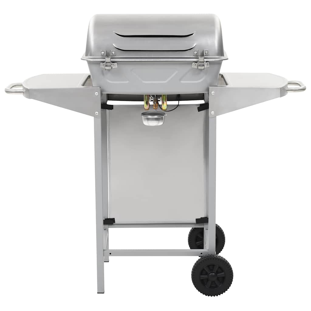 Barbecue A Gas Con Griglia 2 Fornelli Argento Acciaio Inox