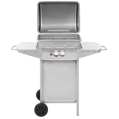 Barbecue A Gas Con Griglia 2 Fornelli Argento Acciaio Inox