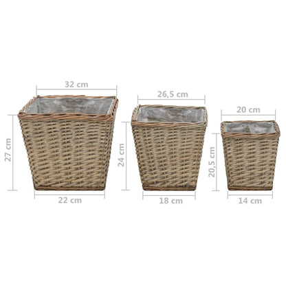 Letti Rialzati Da Giardino 3 Pz In Vimini E Rivestimento In Pe