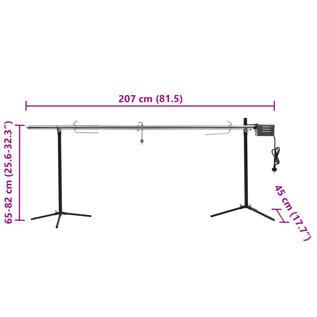 Griglia Barbecue Automatica Con Motore In Acciaio 207X45X81Cm