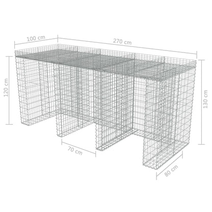 Gabbione Per Bidoni In Acciaio Zincato 270X100X130 Cm