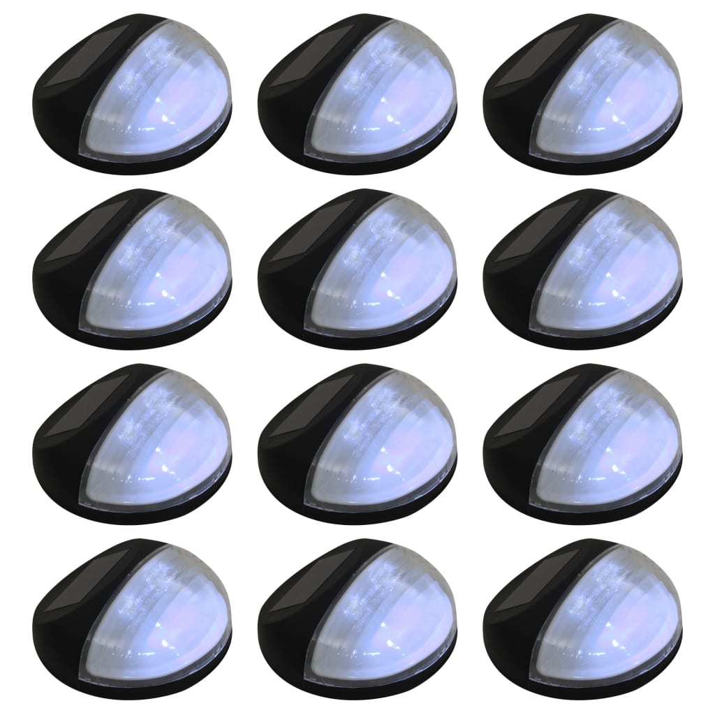 Lampade Solari Da Parete Da Esterni A Led 12 Pz Rotonde Nere