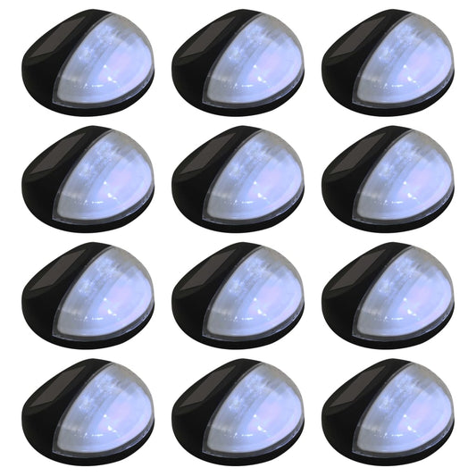 Lampade Solari Da Parete Da Esterni A Led 12 Pz Rotonde Nere