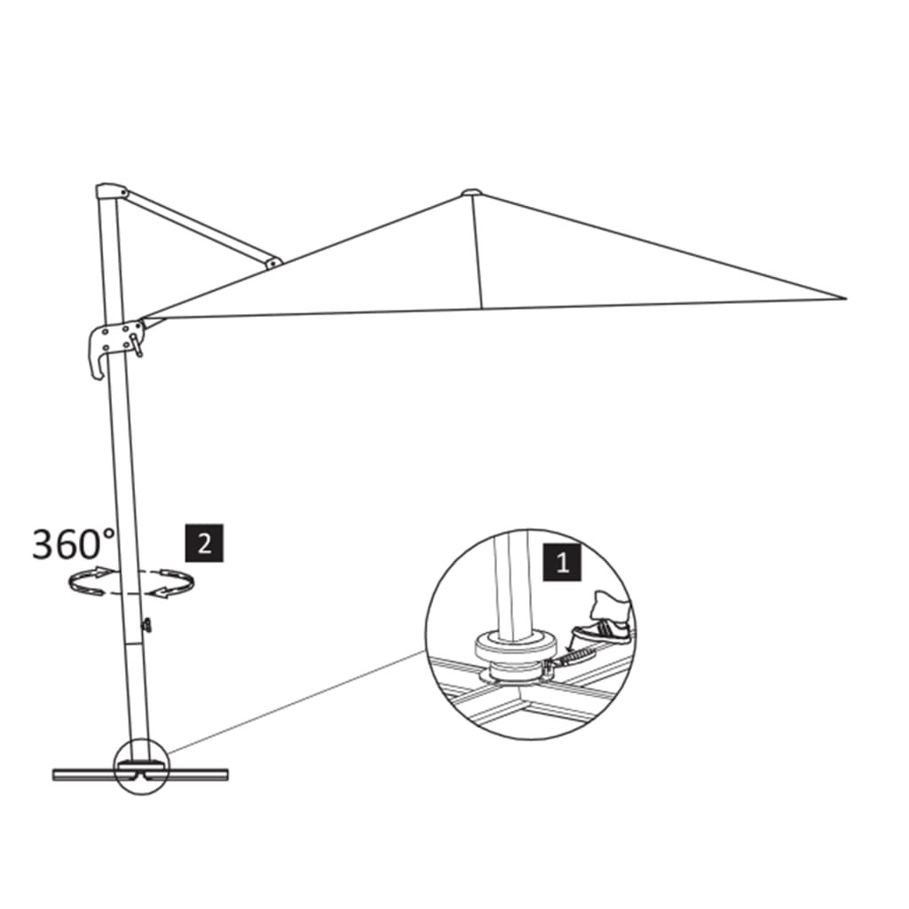 Ombrellone A Sbalzo Palo In Alluminio 300X300Cm Grigio Talpa